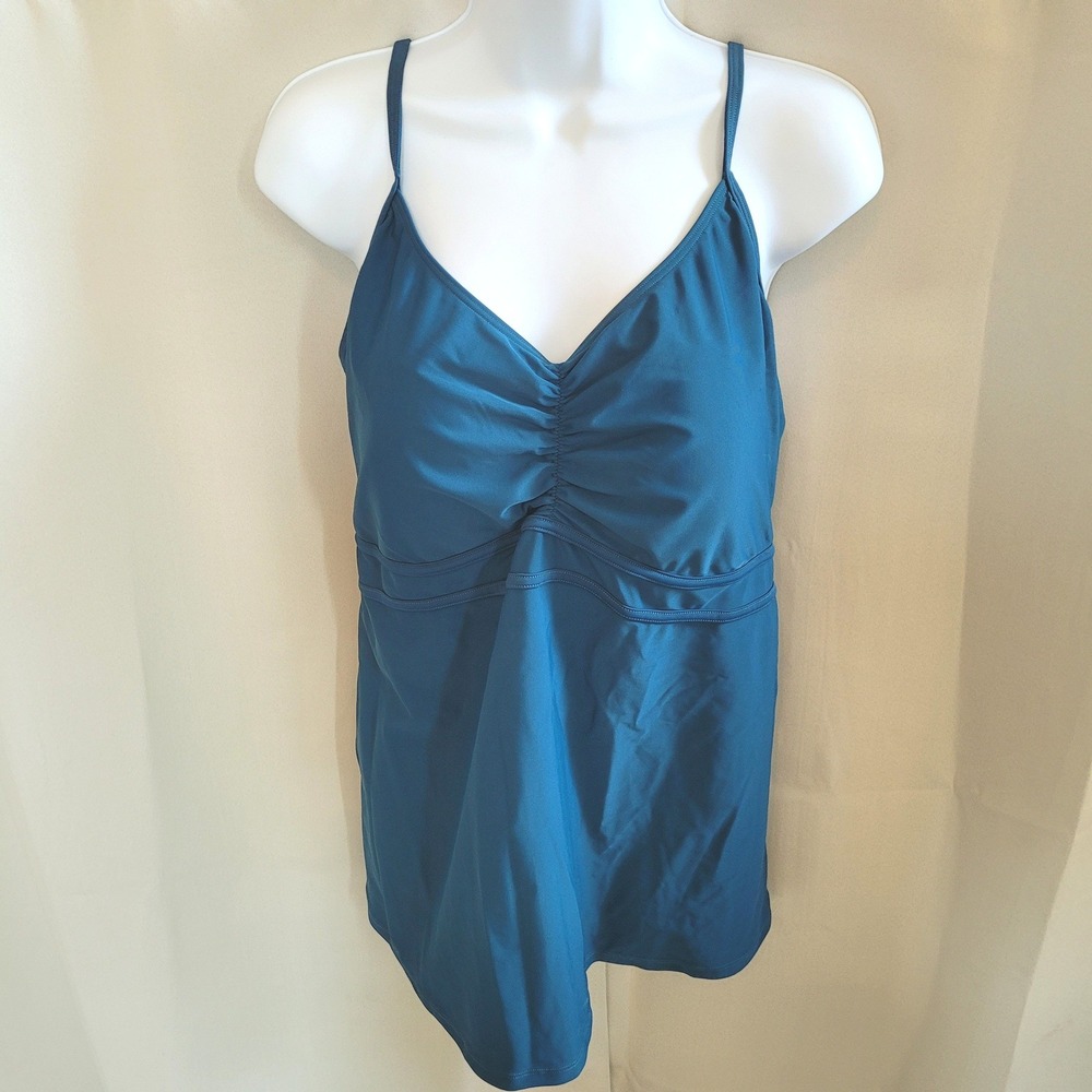 Hilor Women Tankini Swim Top 16 Ruched Crisscross Back Beach Summer Cruise 21686